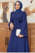 İnci Detaylı Abaya - İndigo