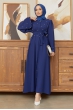 İnci Detaylı Abaya - İndigo