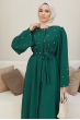 İnci Detaylı Abaya - Zümrüt