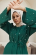 İnci Detaylı Abaya - Zümrüt