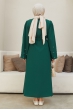 İnci Detaylı Abaya - Zümrüt