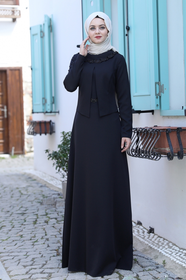 Ayliz Tesettür Elbise - Siyah