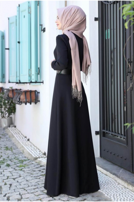 Mina Tesettür Elbise - Siyah