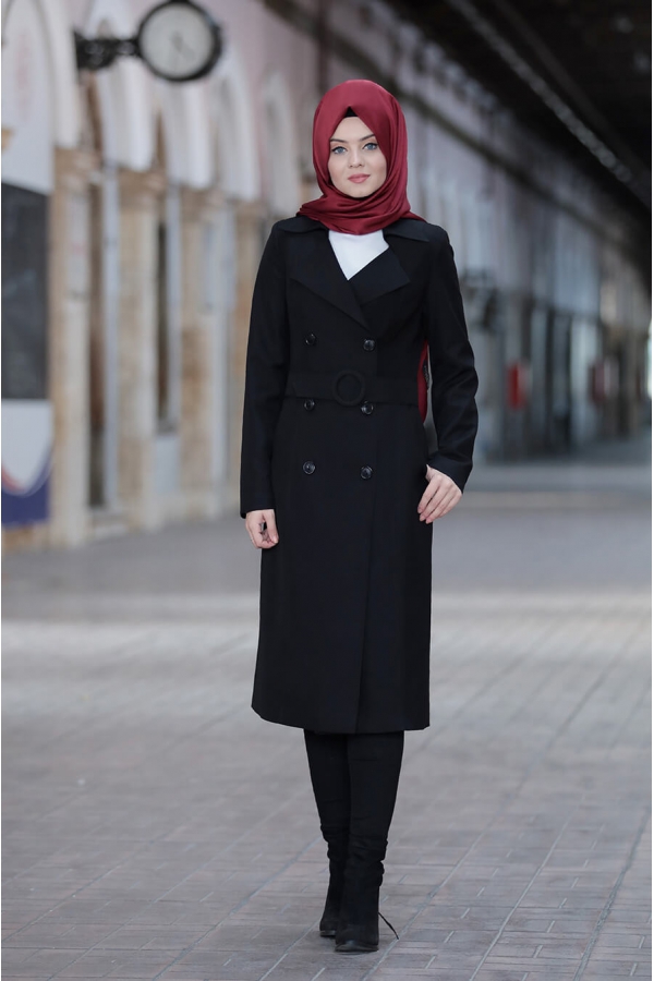 Hira TrençKot - Siyah - Ahunisa