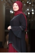 Eslem Abiye Elbise Siyah Bordo