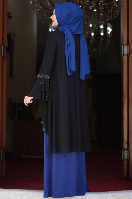Eslem Abiye Elbise Siyah Saks