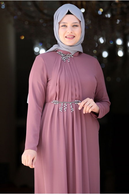 Seher Tesettür Abiye - Gül Kurusu