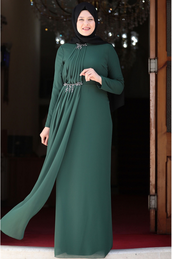 Seher Tesettür Abiye - Zümrüt