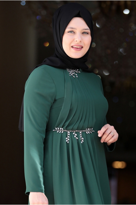 Seher Tesettür Abiye - Zümrüt