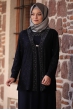 Sultan Büyük Beden Elbise - Lacivert - Amine Hüma