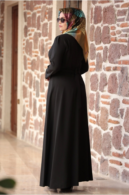 Amine Hüma - Top İncili Elbise - Siyah