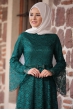 Afra Dantelli Elbise - Yeşil - Amine Hüma