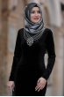 Asil Kadife Elbise  - Siyah - Amine Hüma