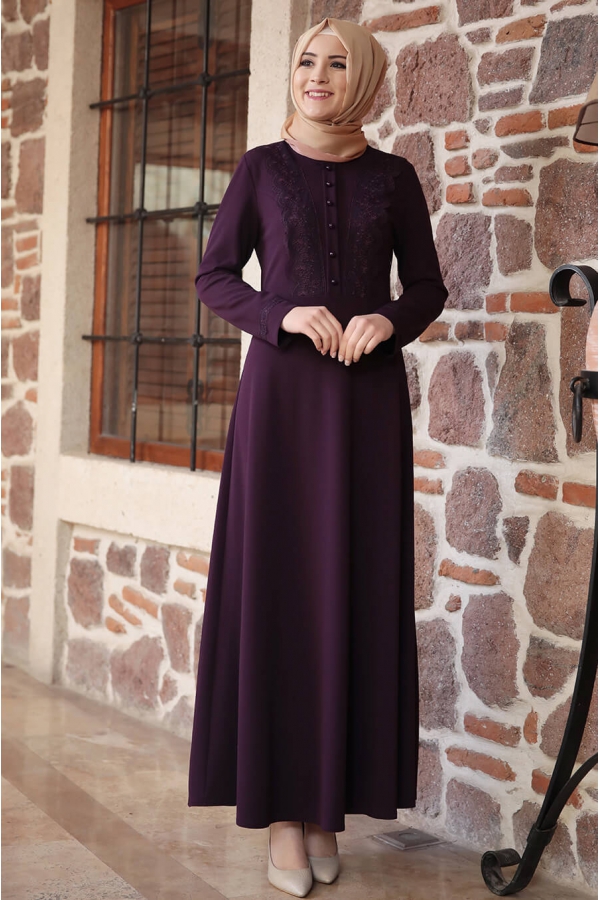 Amine Hüma - Gülzade Elbise - Mor