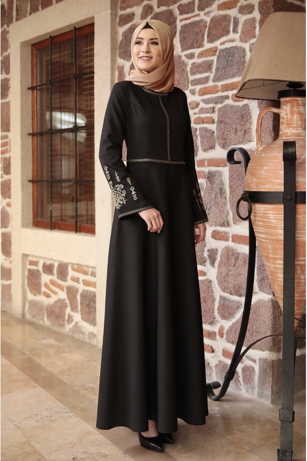 Amine Hüma - Otantik Elbise - Siyah