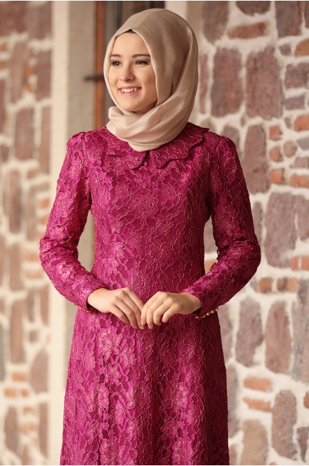 Amine Hüma - Papatya Elbise - Fuşya