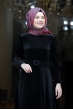 Tutku Kadife Elbise - Siyah - Amine Hüma