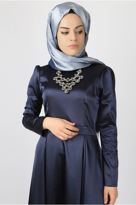 Azra Özer - Elegant Elbise - Lacivert