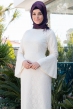 Azra Özer - Kuğu Dantel Elbise - Ekru