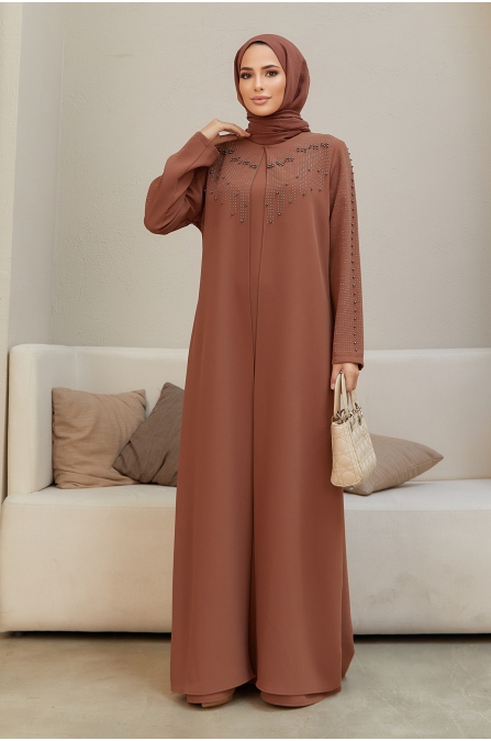 Büyük Beden Serra Abiye - Camel