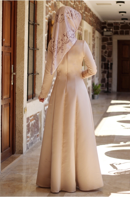 Sırma Taşlı Elbise - Pudra - Dilek Etiz