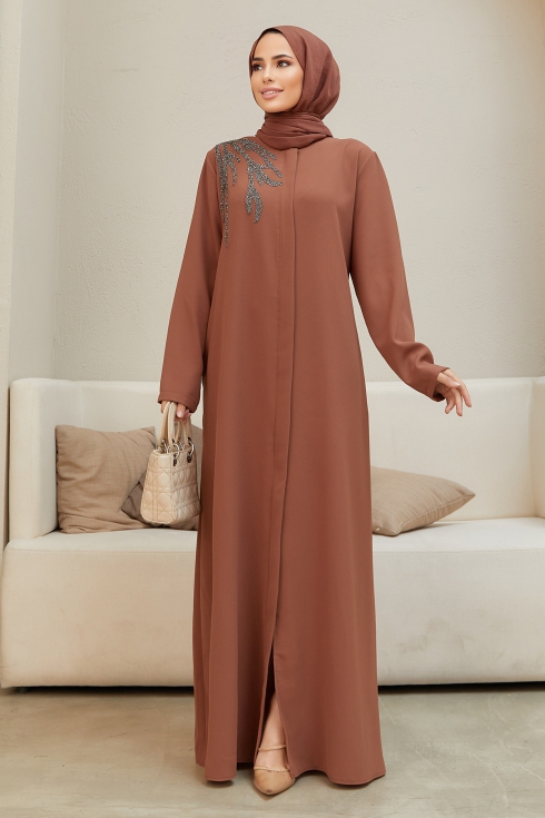 Omuz Detaylı Ferace - Camel
