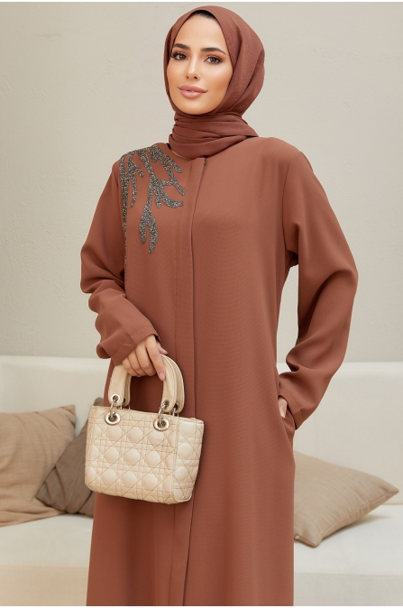 Omuz Detaylı Ferace - Camel