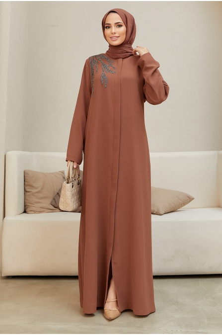 Omuz Detaylı Ferace - Camel