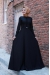 Fırfırlı Tesettür Elbise - Siyah - Gamze Özkul