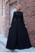 Fırfırlı Tesettür Elbise - Siyah - Gamze Özkul