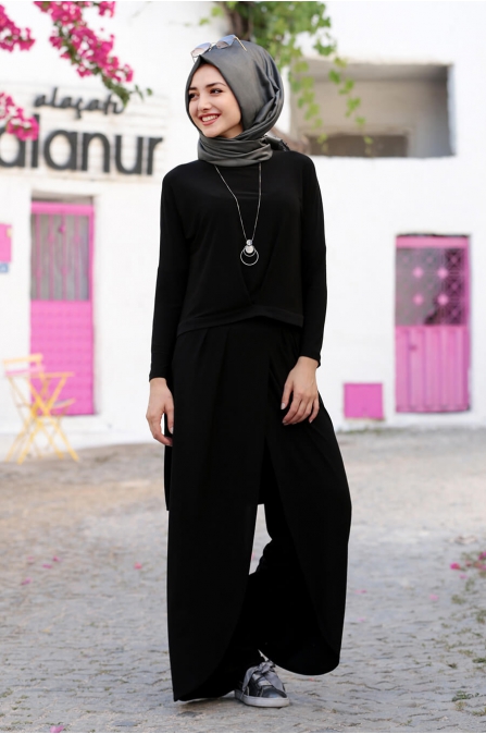 Dina Pantolon Tunik Takım - Siyah - Gamze Özkul