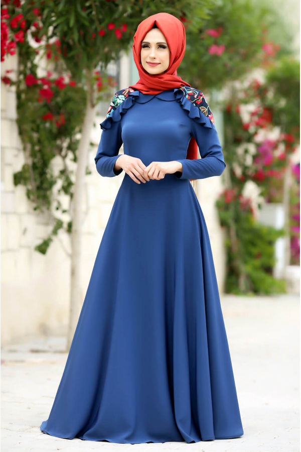 Çağla Elbise Mavi - Gizem Kış