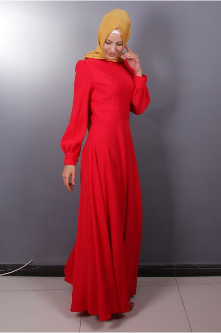 Kırmızı Tesettür Elbise