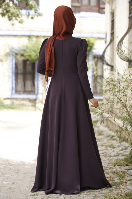Piennar - Önü Nakışlı Elbise - Mor
