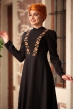Piennar - Önü Nakışlı Elbise - Siyah