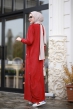 Rengin Kadife Elbise - Kırmızı - Piennar