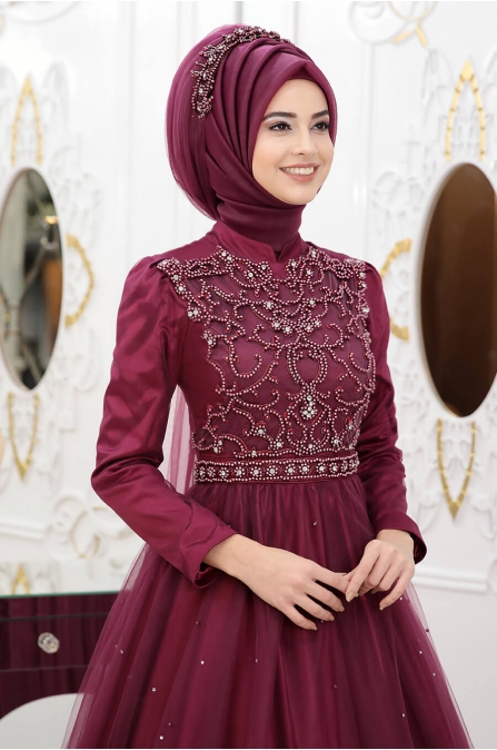 Prenses Abiye - Vişne - Pınar Şems