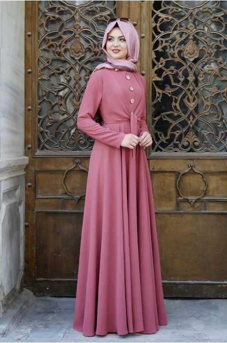 Cepkenli Elbise - Gül Kurusu - Pınar Şems