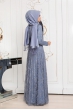 Pelerinli Dantel Elbise - Açık Mavi - Pınar Şems