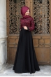 Dantelli Krep Elbise - Bordo - Pınar Şems