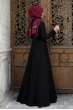 Dantelli Krep Elbise - Siyah - Pınar Şems