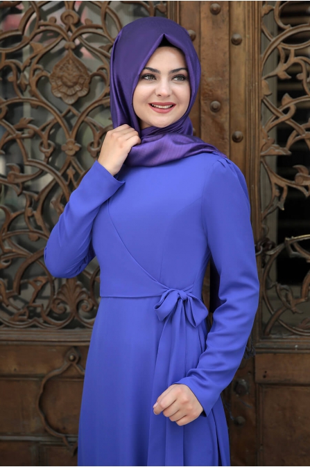 Eteği Fırfırlı Elbise - Leylak - Pınar Şems