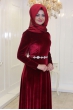 Kadife Elbise - Bordo - Pınar Şems