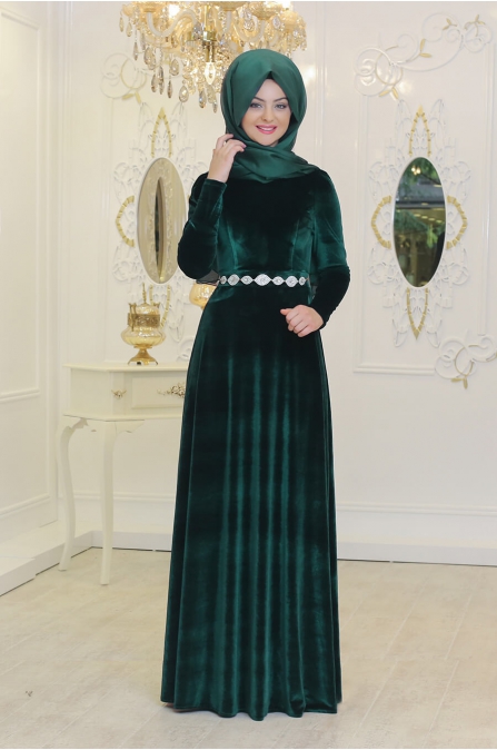 Kadife Elbise - Zümrüt - Pınar Şems