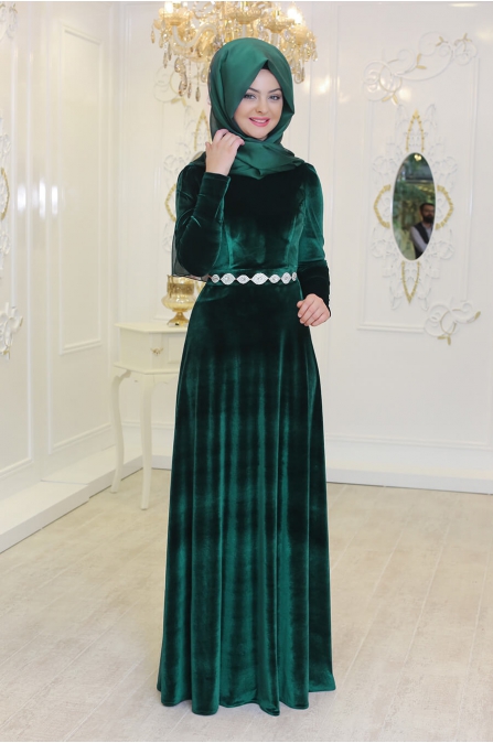 Kadife Elbise - Zümrüt - Pınar Şems