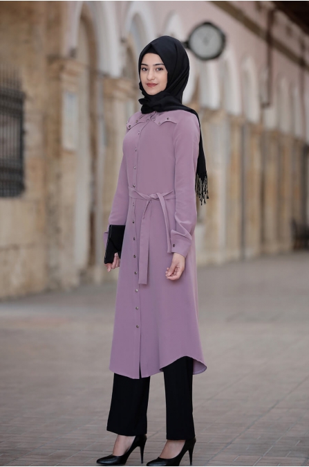 Hira Tunik Pantolon Takım - Lila - Rabeysa