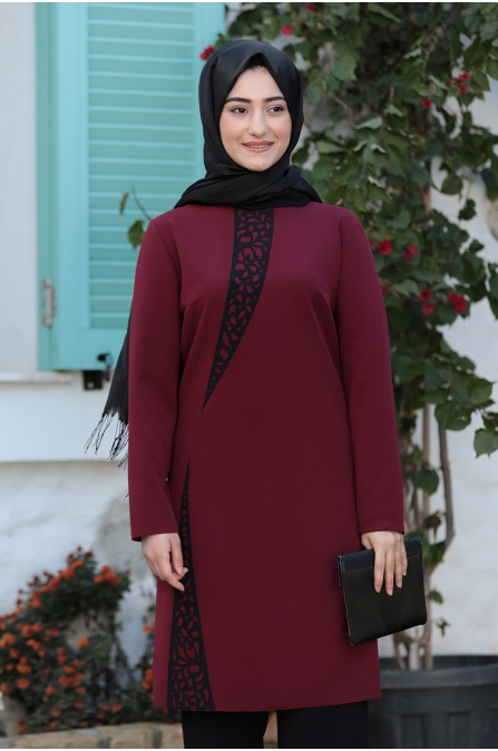 Katre Pantolon Tunik Takım - Bordo - Rabeysa