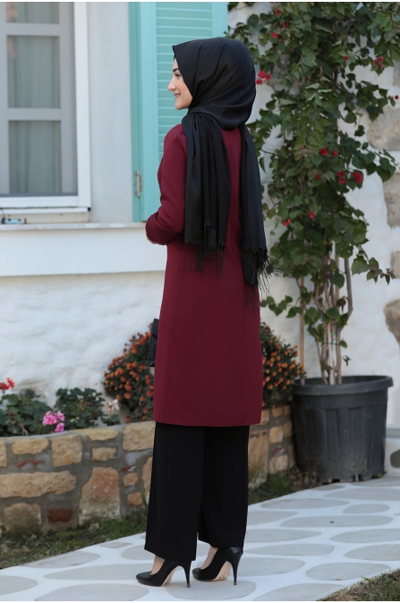 Katre Pantolon Tunik Takım - Bordo - Rabeysa