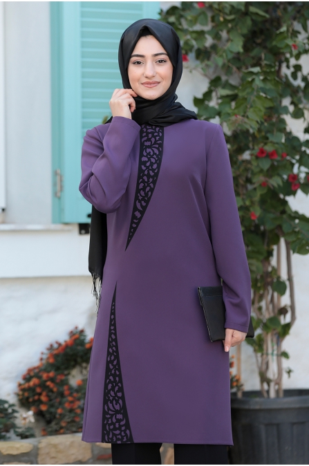 Katre Pantolon Tunik Takım - Lila - Rabeysa