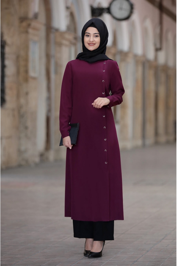 Rümeysa Tunik Pantolon Takım - Mürdüm - Rabeysa